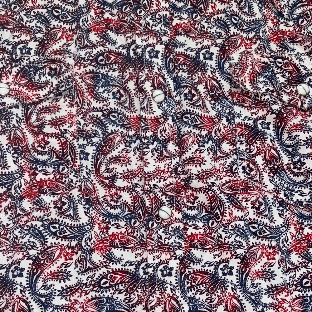 Paisley Red and Blue Cody James Men's Short Sleeve Button Up Shirt - Picture 5 of 5